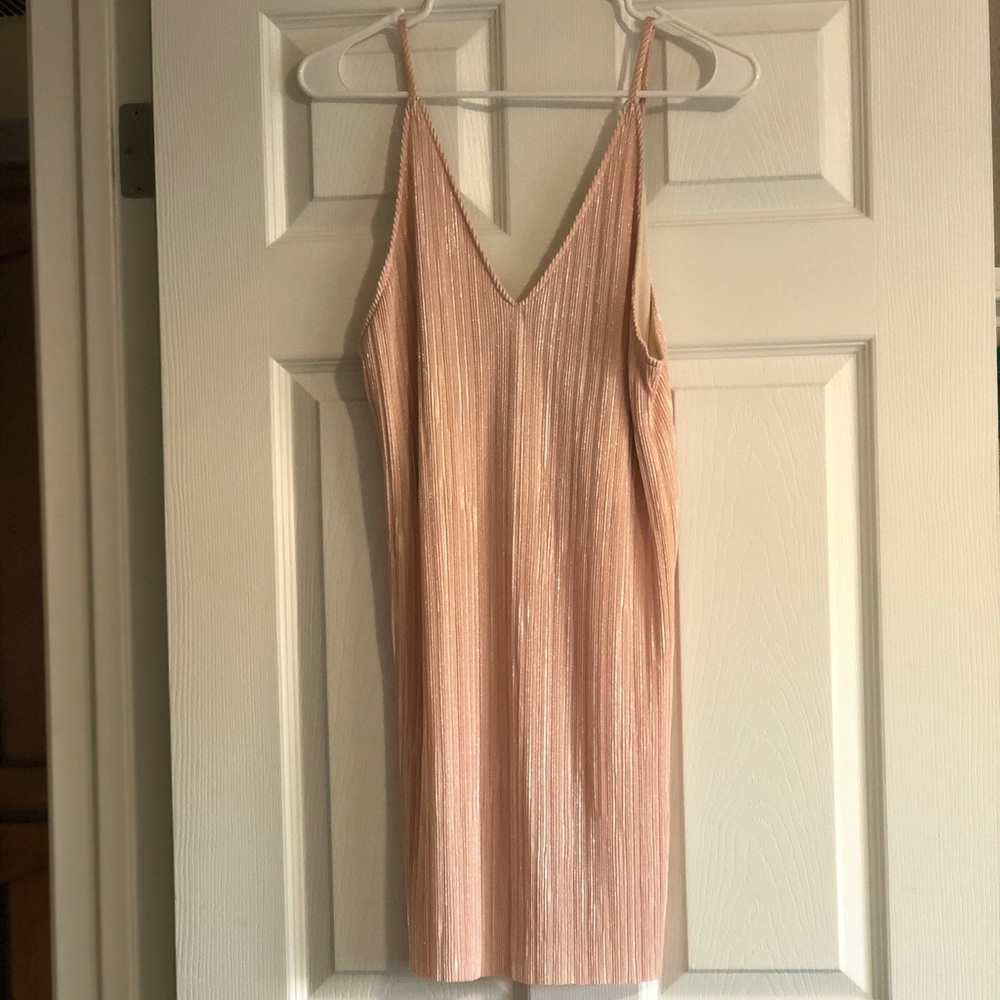 Shiny pink slip dress